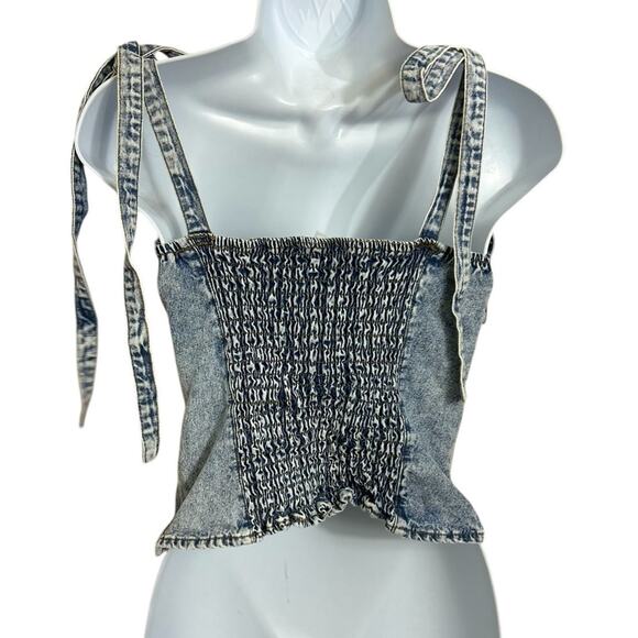 etophe studios Denim Stone Wash Bustier Top Sz Small Cowboy/Western Core Corset - Picture 5 of 8